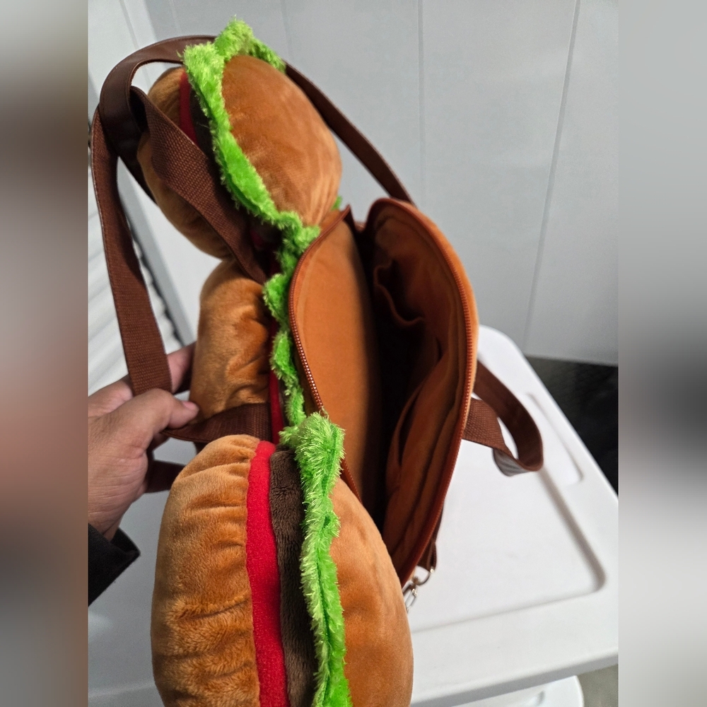 Tokyo Disney Hamburger Mickey Head Plush Backpack/ Crossbody - Picture 4 of 6